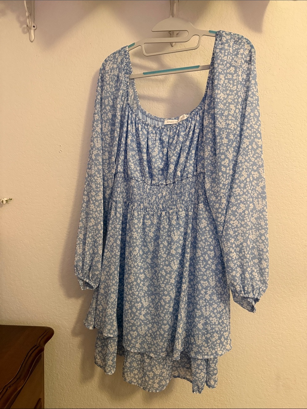 Altar'd State Light Blue Floral Mini Dress